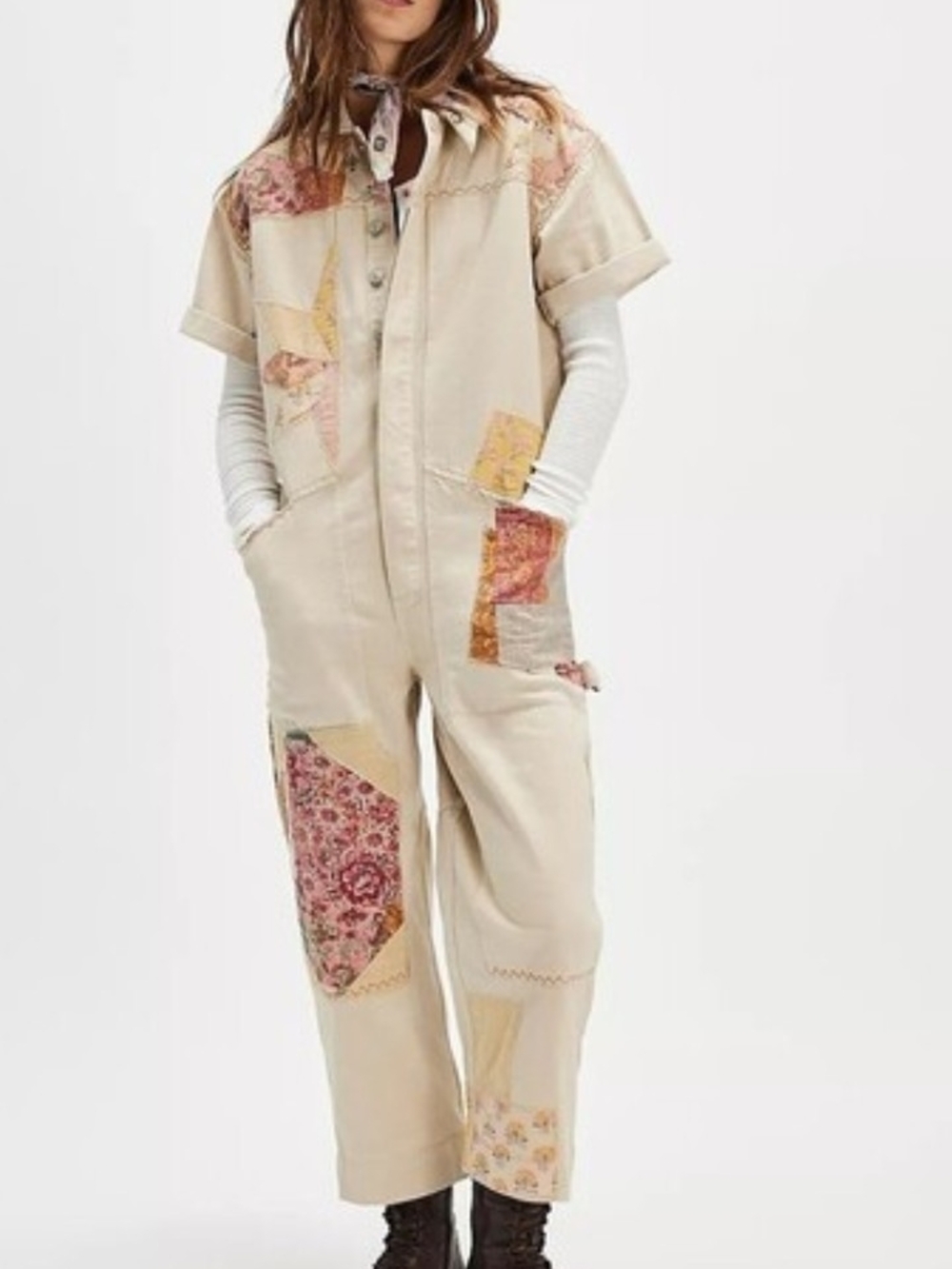 We The Free Glory Days Cropped Jumpsuit with Patchwork